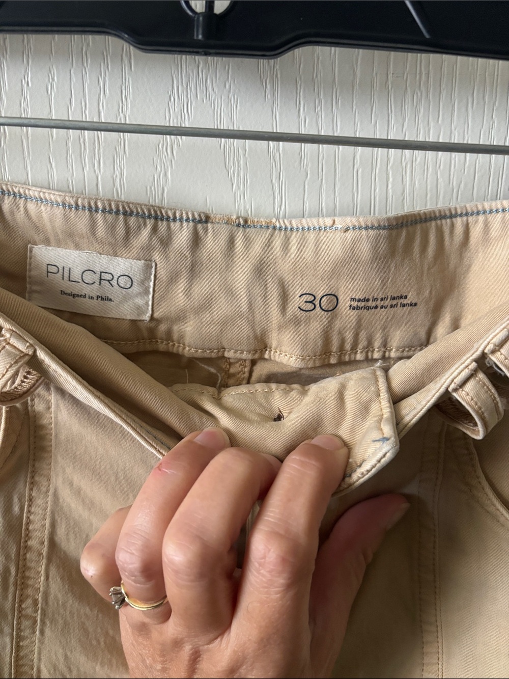 Pilcro Skipper High Rise Wide-Leg Khaki Cropped Pants - Picture 3 of 11